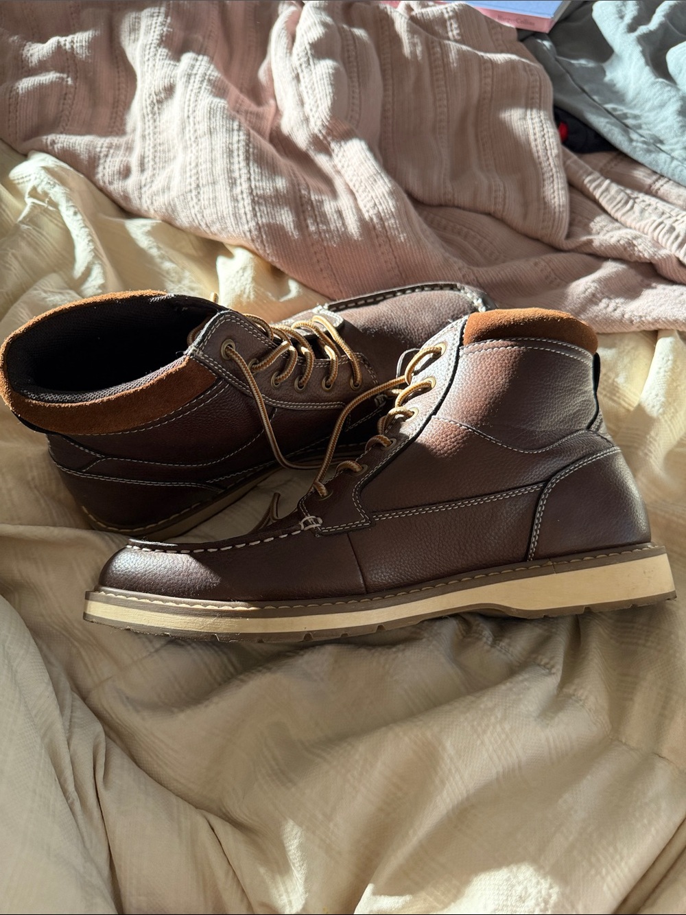 Goodfellow & Co Brown Leather Chukka Boots with Tan Collar